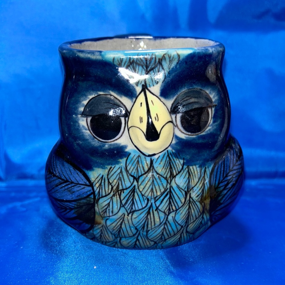 Guate Mayanke Coffee Signed Handmade Guatemala Mayan Art Pottery Mug Cup OWL